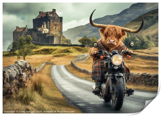 Highland Cow Road Trip Print by Craig Doogan