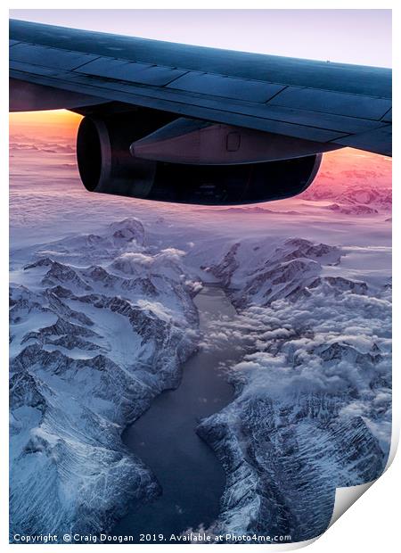 Flying over Greenland at 38000ft Print by Craig Doogan