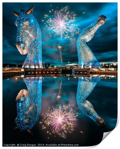 Kelpies Sculpture Falkirk Scotland Print by Craig Doogan
