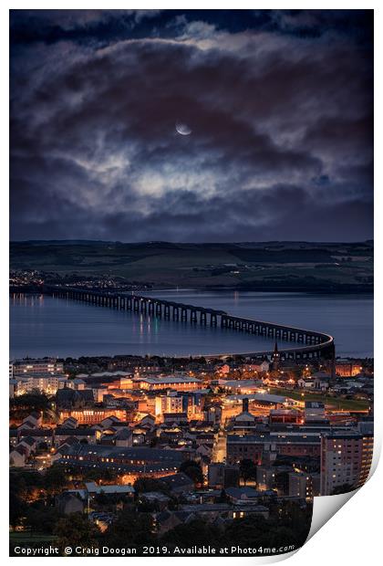 Dundee Tay Rail Bridge Moonscape Print by Craig Doogan