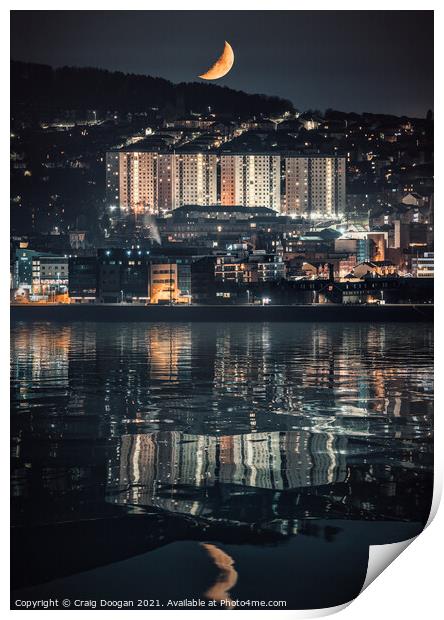 Dundee Moonset Print by Craig Doogan