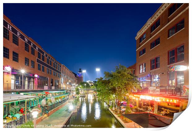 Night view of the Bricktown Print by Chon Kit Leong