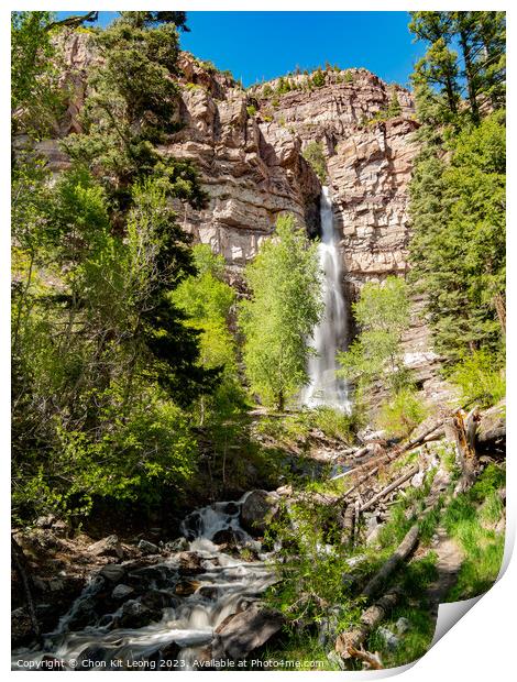 Sunny view of the Cascade Falls landscape in Ouray Print by Chon Kit Leong