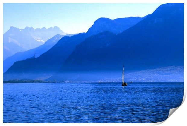 Mountains Across Lake Geneva Print by Jeremy Hayden