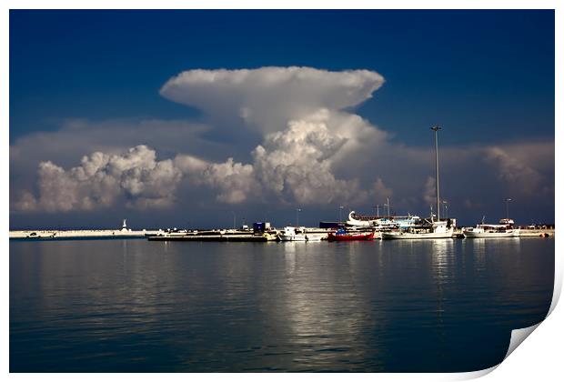 Zakynthos Harbour Cloudscape Print by Jeremy Hayden
