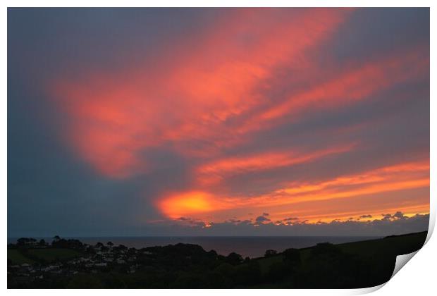 Cloudy Sunrise over Holcombe and Dawlish Print by Jeremy Hayden
