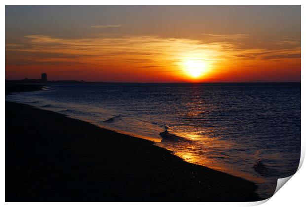 Mediterranean Beach Sunrise near Valras Plage Print by Jeremy Hayden