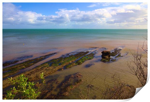 Sea Rocks and Clouds View fron the Beach at Dawlis Print by Jeremy Hayden