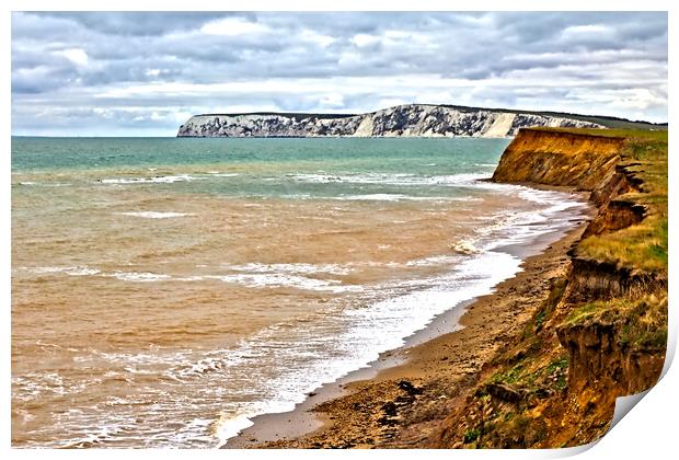 White Cliffs on the Isle of Wight Print by Jeremy Hayden