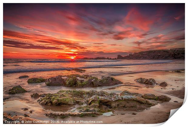 Sunset at Crooklets Beach Print by John Cummings