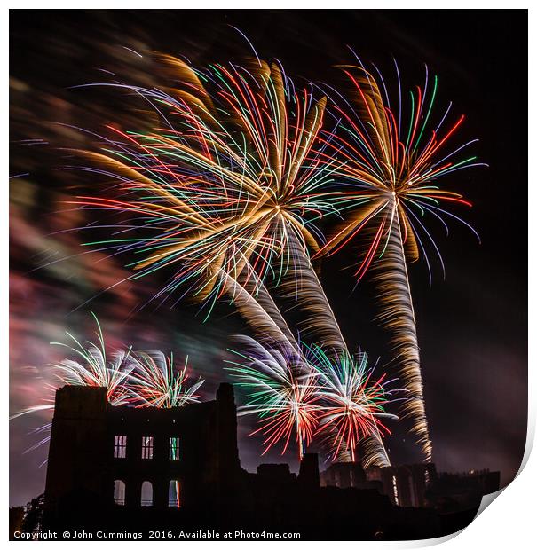Fireworks at Kenilworth Castle Print by John Cummings