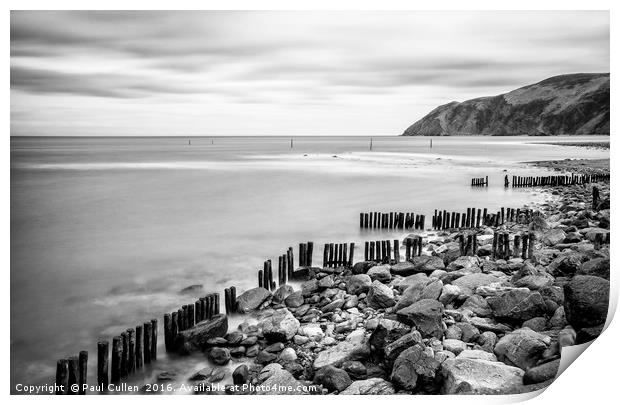 Sea Defences at Lynmouth Devon. Monochrome. Print by Paul Cullen