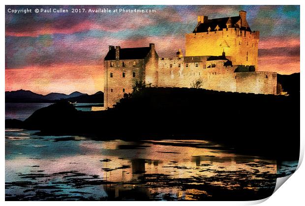 Eilean Donan Castle Watercolour Effect. Print by Paul Cullen