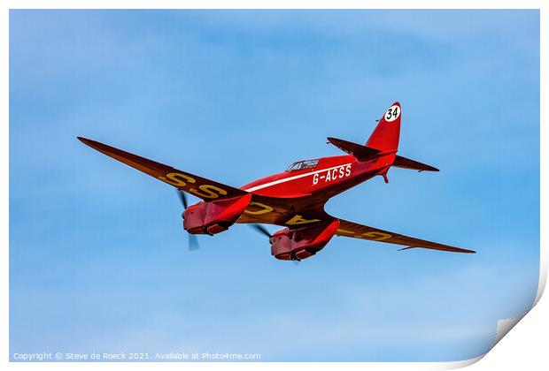 de Havilland Comet Racer Grosvenor House departs on its long journey Print by Steve de Roeck