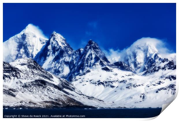 Blue Sky In The Antarctic Print by Steve de Roeck