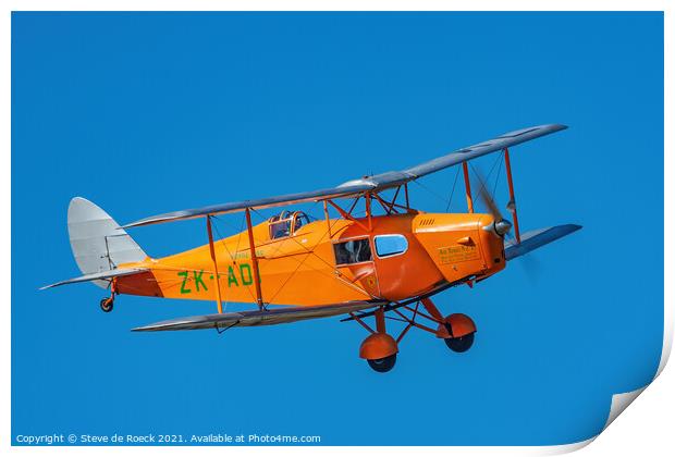 de Havilland Fox Moth DH83 Print by Steve de Roeck