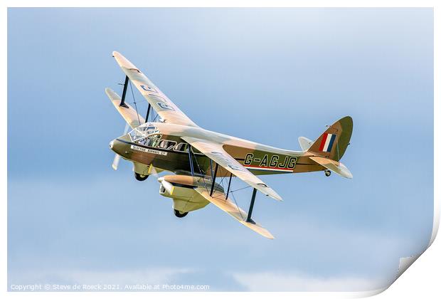 de Havilland Dragon Rapide G-AGJG Print by Steve de Roeck