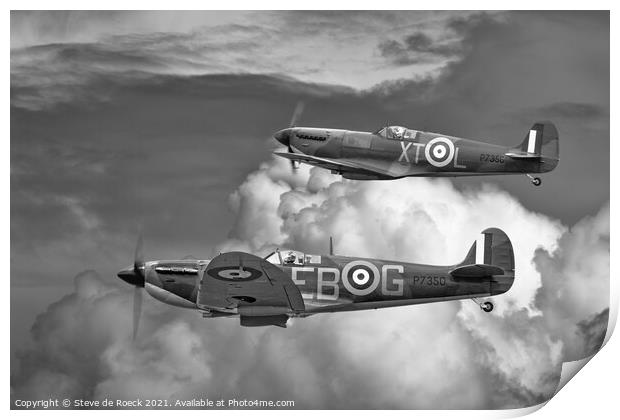 Spitfire Duo Print by Steve de Roeck