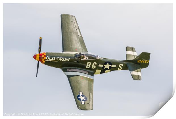 North American P51D Old Crow B6-S Print by Steve de Roeck