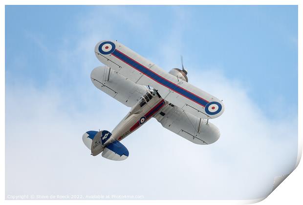 Gloster Gladiator pulls up to a loop Print by Steve de Roeck