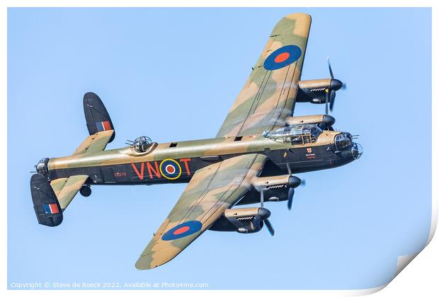 Avro Lancaster Bomber PA474. The Last. Print by Steve de Roeck
