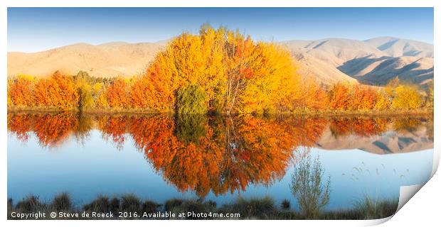 Autumn Colours; Lake Benmore Print by Steve de Roeck