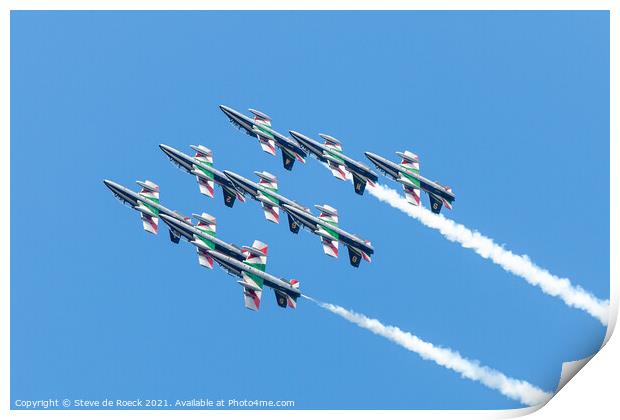 Frecce Tricolore Inverted Flyby Print by Steve de Roeck