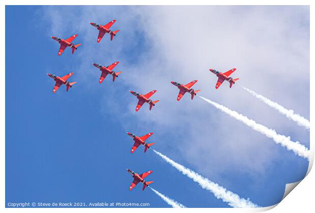 Red Arrows Display Formation Print by Steve de Roeck