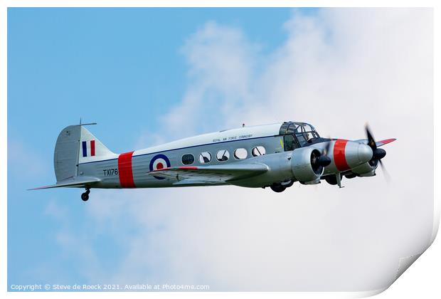 Avro Anson TX176 G-AHKX Print by Steve de Roeck