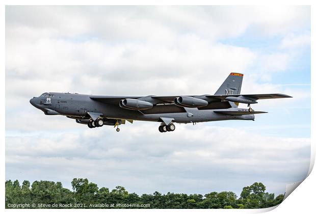 Boeing B52 On Finals To Land. Print by Steve de Roeck