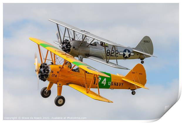 Boeing Stearman Formation Print by Steve de Roeck