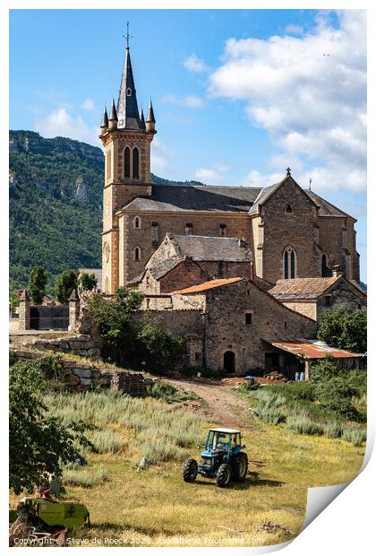 Ancient Church Southern France Print by Steve de Roeck