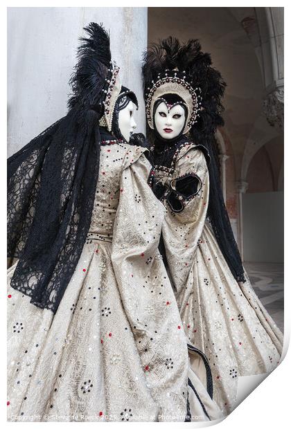 Black & White At The Carnival Of Venice Print by Steve de Roeck