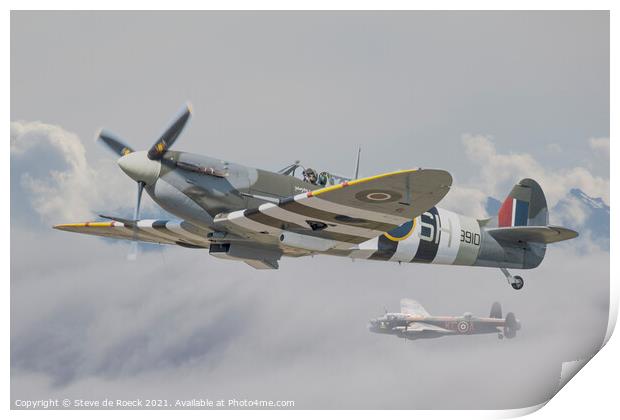 Spitfire Escort Print by Steve de Roeck