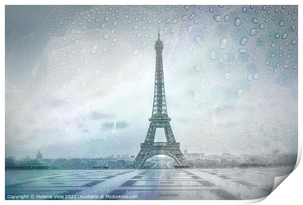EIFFEL TOWER Rainy Day | dreamy blue  Print by Melanie Viola