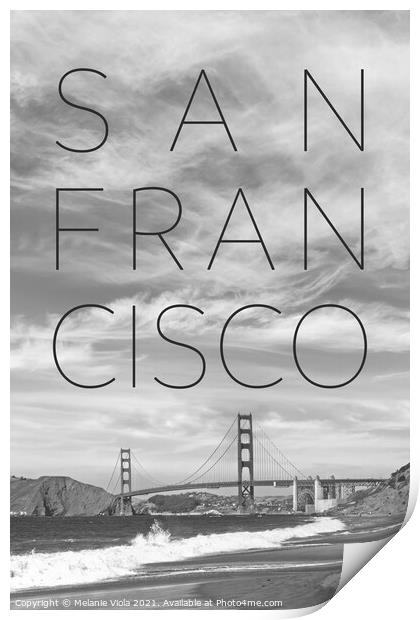 Golden Gate Bridge & Baker Beach | Text & Skyline Print by Melanie Viola