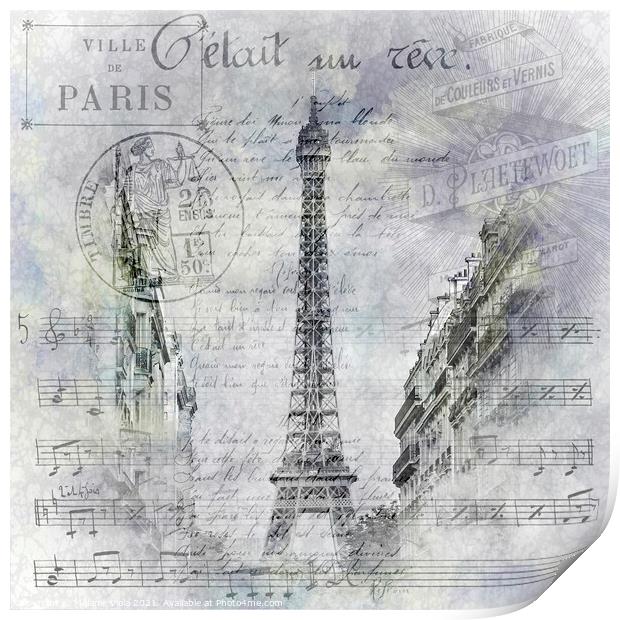 Paris Collage | Eiffel Tower streetscene Print by Melanie Viola