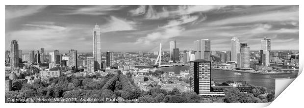 Unique Rotterdam panorama seen from the Euromast | Monochrome Print by Melanie Viola