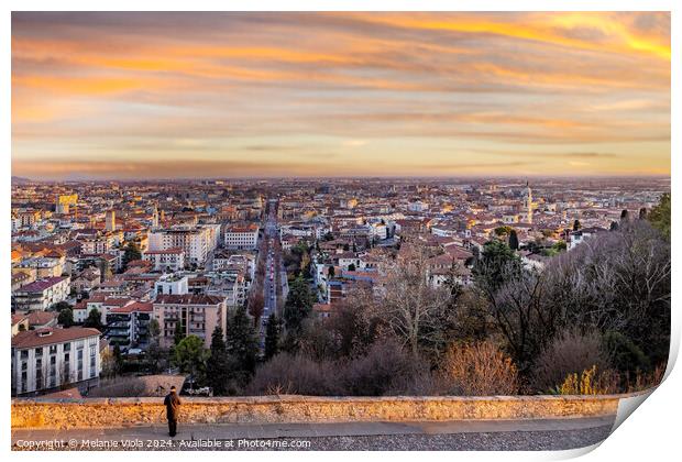 BERGAMO View over Città Bassa at sunset Print by Melanie Viola