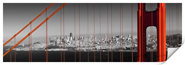 Golden Gate Bridge Panoramic Downtown View Print by Melanie Viola