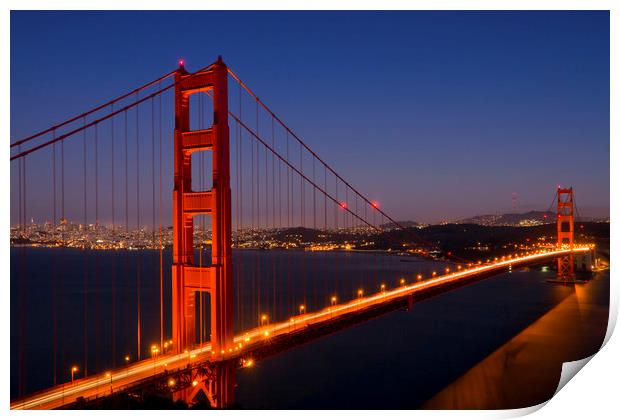 Golden Gate Bridge at Night Print by Melanie Viola