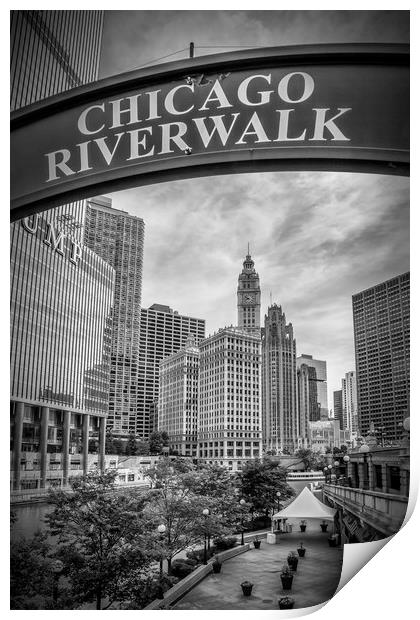 CHICAGO River Walk black and white Print by Melanie Viola