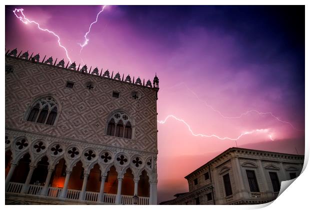 VENICE Thunderstorm over Doge's Palace Print by Melanie Viola