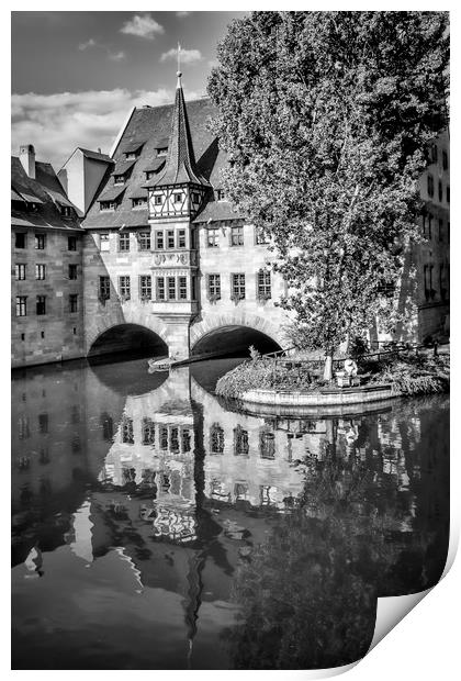 NUREMBERG Hospital of the Holy Spirit & River Print by Melanie Viola