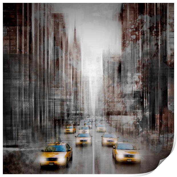 City-Art NYC 5th Avenue Traffic Print by Melanie Viola