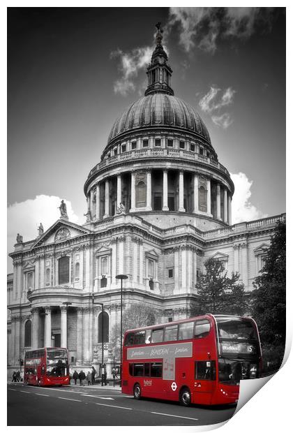 LONDON St. Paul’s Cathedral & Red Bus Print by Melanie Viola