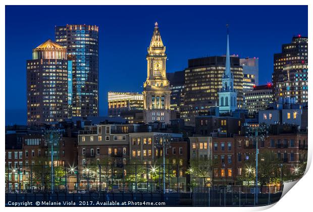 BOSTON Evening Skyline of North End & Financial Di Print by Melanie Viola