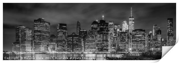 NEW YORK CITY Night Skyline | Panoramic Print by Melanie Viola