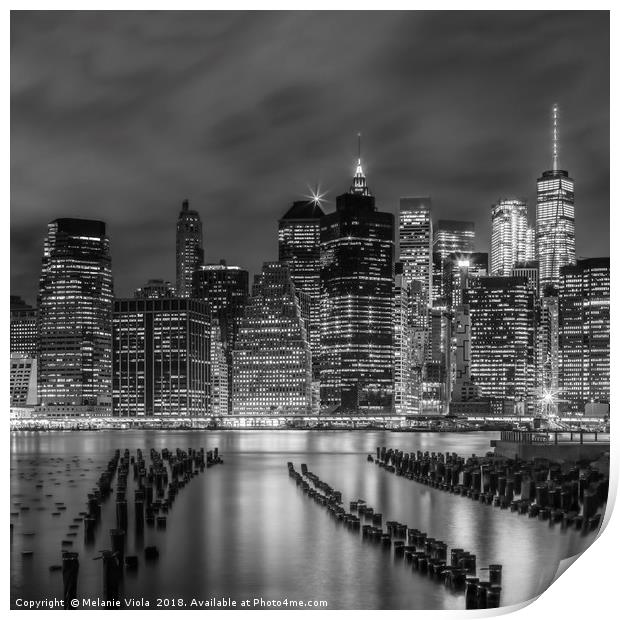 NEW YORK CITY Monochrome Night Impressions  Print by Melanie Viola