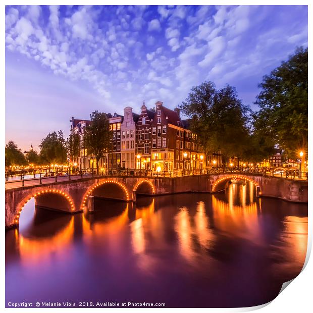 AMSTERDAM Idyllic nightscape from Keizersgracht  Print by Melanie Viola